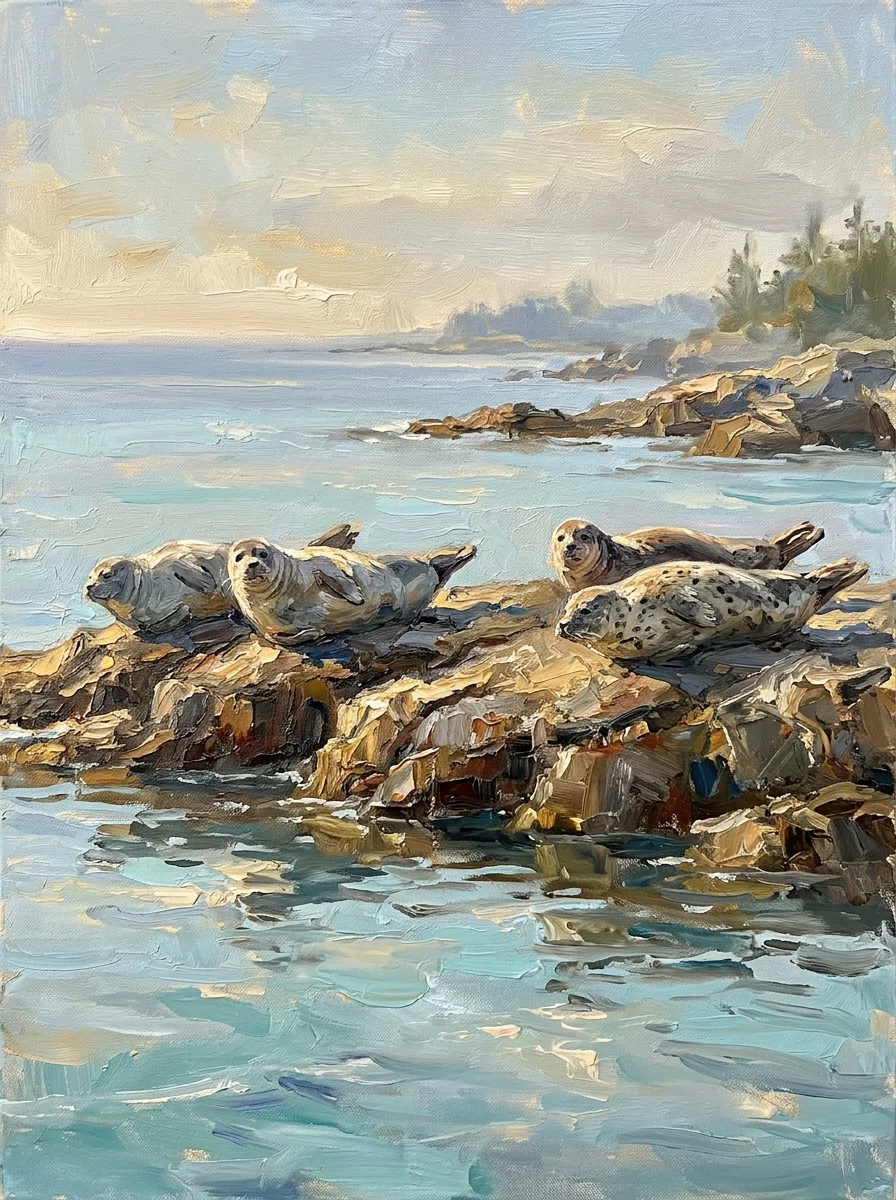 Painted harbour scene